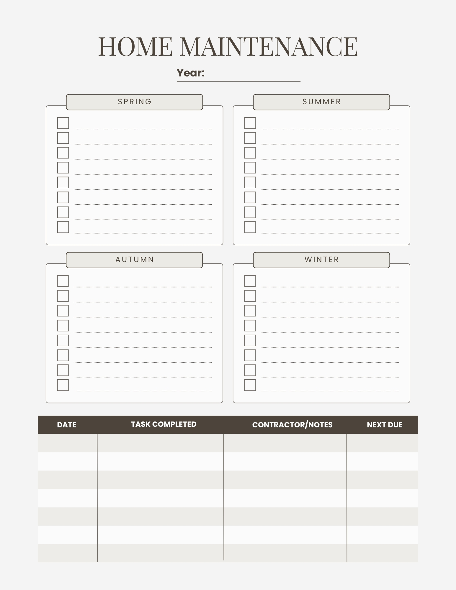 Home Maintenance template