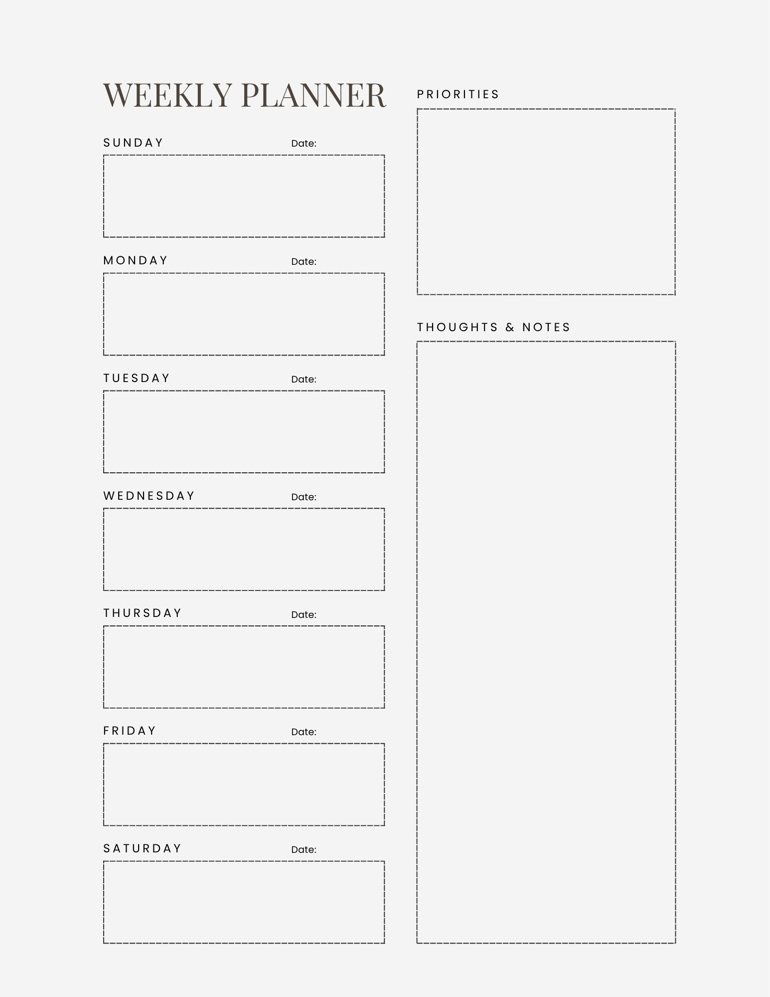Weekly Planner template