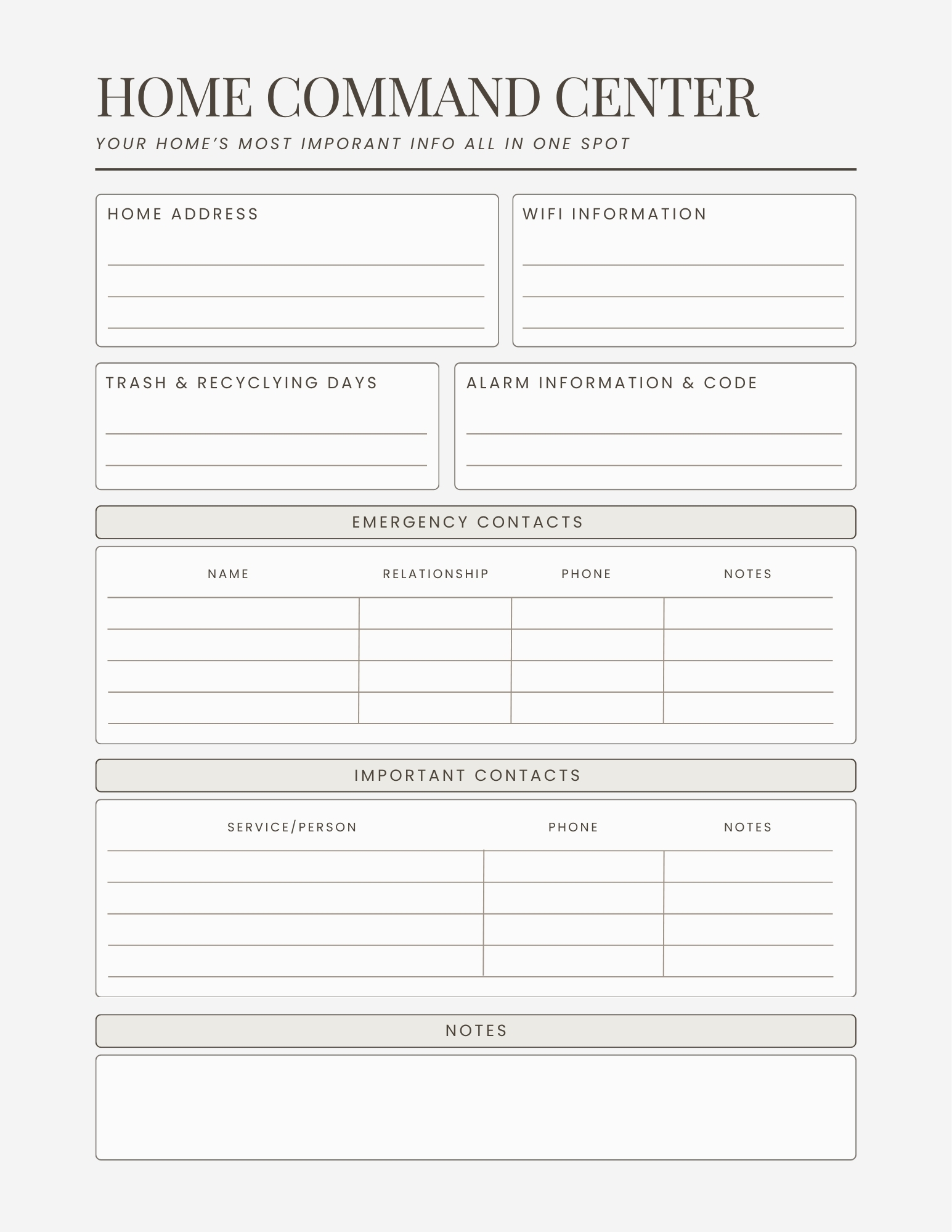 Home Command Center template